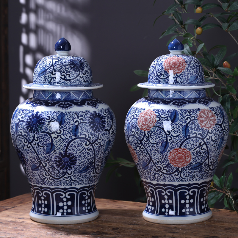 Jingdezhen ceramics vase general hand - made antique store content of blue and white porcelain pot decorate household act the role ofing is tasted furnishing articles