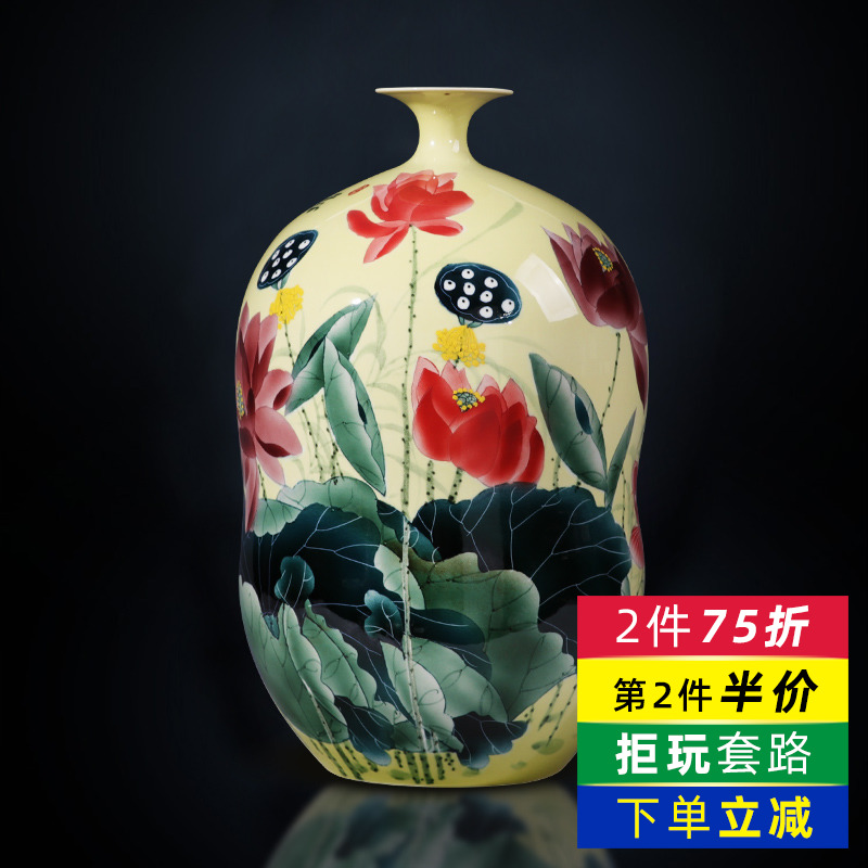 Jingdezhen ceramics powder enamel vase hand - made lotus gourd bottle of flower arranging furnishing articles sitting room of Chinese style household ornaments