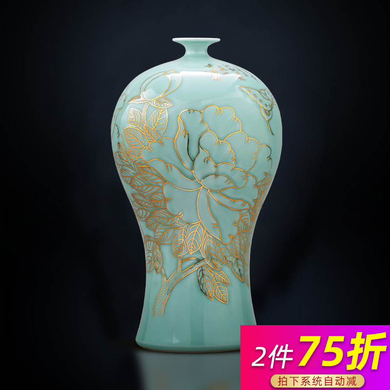 The Master of jingdezhen ceramic porcelain hand - made peony flowers prosperous vase mei bottles of home sitting room adornment is placed