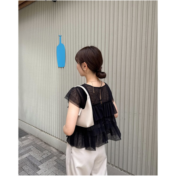 hinari 2025 summer sweet mesh layered ruffled shirt hinari 2025 summer sweet mesh layered ruffled shirt