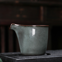 Longquan celadon handmade iron tire ice crack Road cup tea division ceramic kung fu tea set Antique accessories Tea home