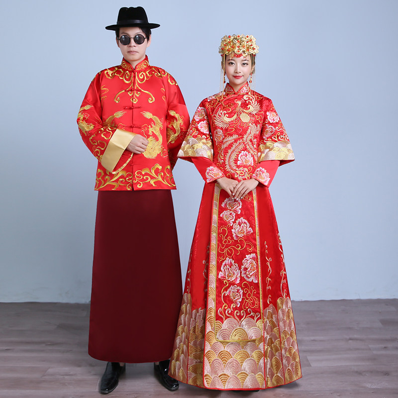 禾服中式婚礼新娘新郎结婚礼服唐装秀禾服黄晓明baby杨颖同款嫁衣