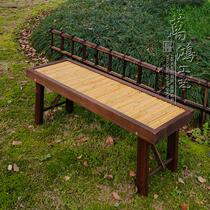 Solid wood frame bamboo bench Chinese courtyard Teahouse restaurant bamboo furniture tatami matching handmade table stool flower stand