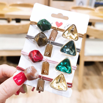 Korean version of simple Joker Crystal Head rope tie hair leather band hair headgear Hairband hand chain leather case hair rope headgear