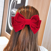 Net Red Forest Shanshan with flannel big bow hairclip sweet duckbill clip back of the head hair card headwear female hair accessories