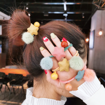 South Korea sweet autumn and winter hair ball small star hair rope tie hair band hair head rope Hairband leather cover headgear headgear