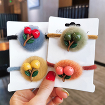 Korean sweet cute cherry plush childrens hair rope tie hair band hair head rope Hairband holster womens headdress