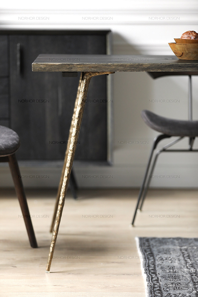 北欧英国square roots进口实木家具/nexa橡木铁艺自然边餐桌多款