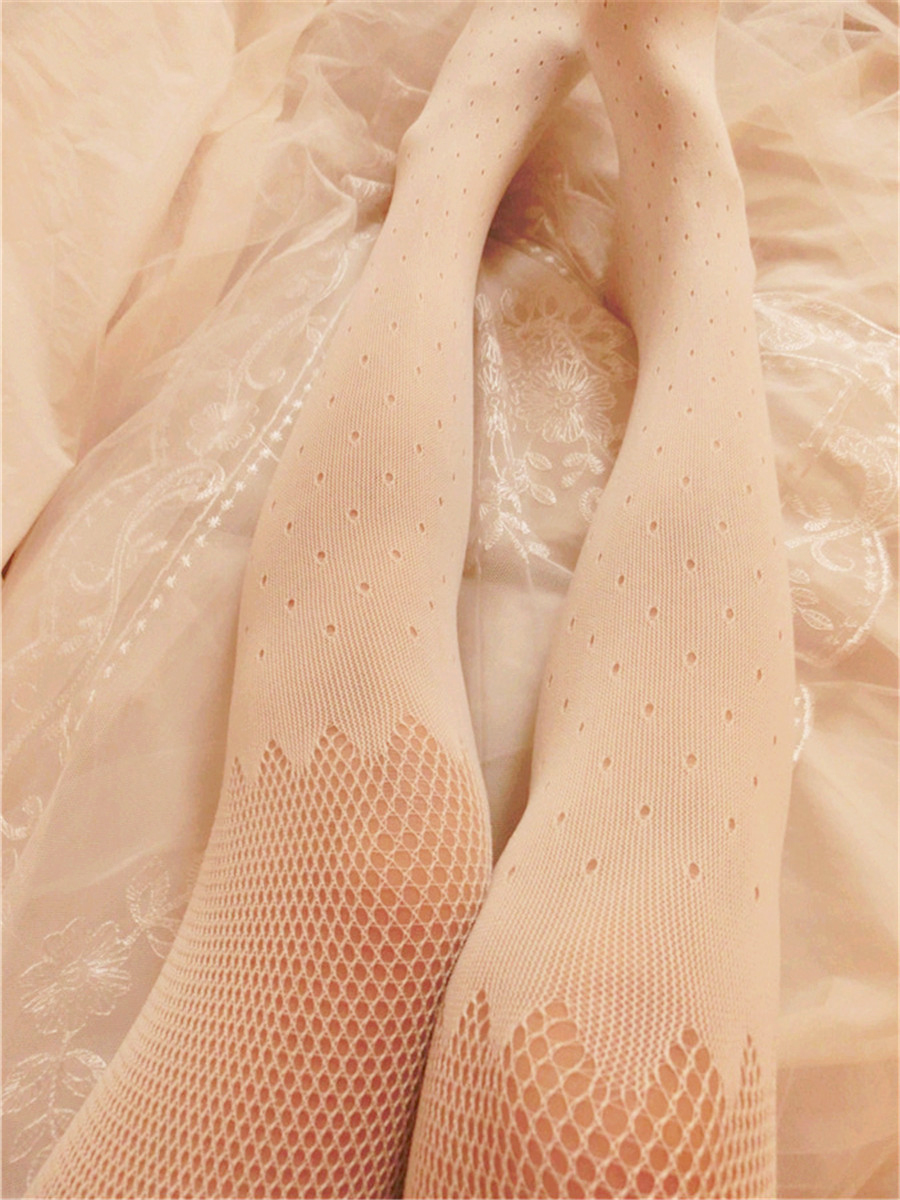 日本beny新款唯美宫廷洛丽塔蕾丝镂空网格天鹅绒假中筒丝袜连裤袜