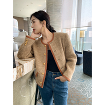 ADA MISS autumn 2022 new style leather woolen fragrant woolen jacket womens slim slim temperament short coat