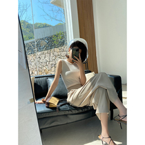 ADA MISS high waist straight loose thin wide leg pants womens summer 2020 new camel casual suit nine-point pants