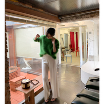 ADA MISS autumn and winter New thick wool gas field jacquard waist high waist loose lazy wind knitted trousers women