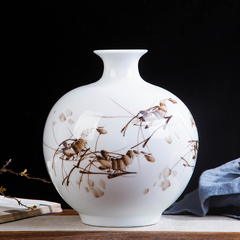 Jingdezhen ceramics hand - made shrimp boring vase wine porch home decoration sitting room TV ark, furnishing articles