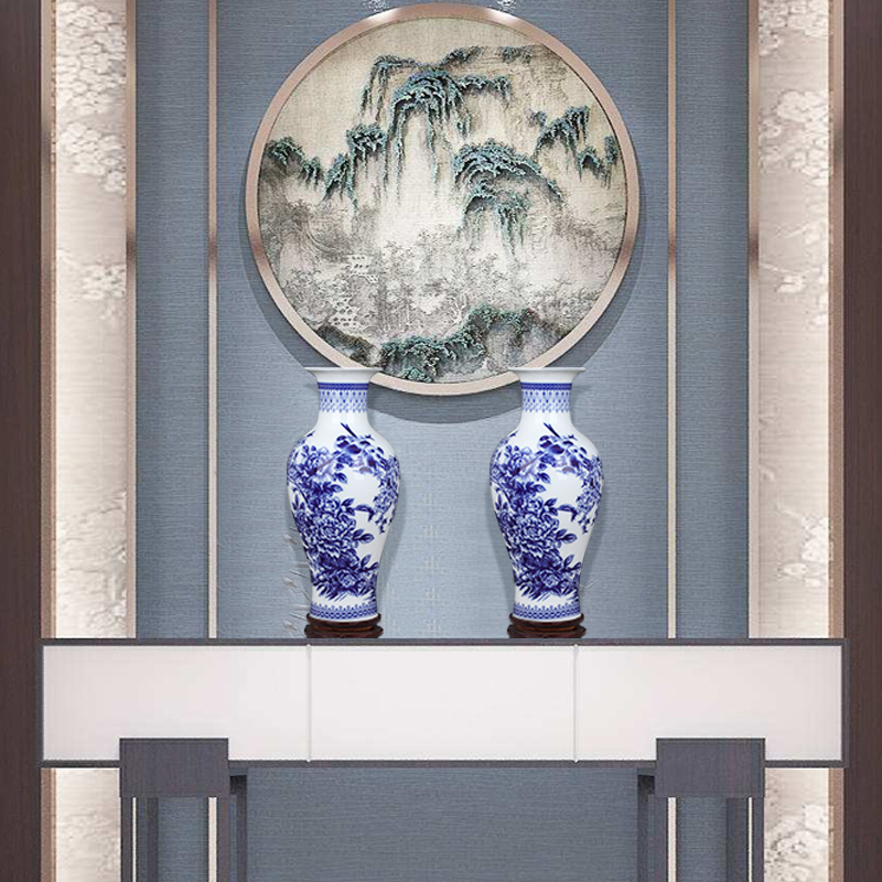 Jingdezhen ceramics archaize large blue and white porcelain vase furnishing articles home sitting room lucky bamboo flower arrangement craft ornaments