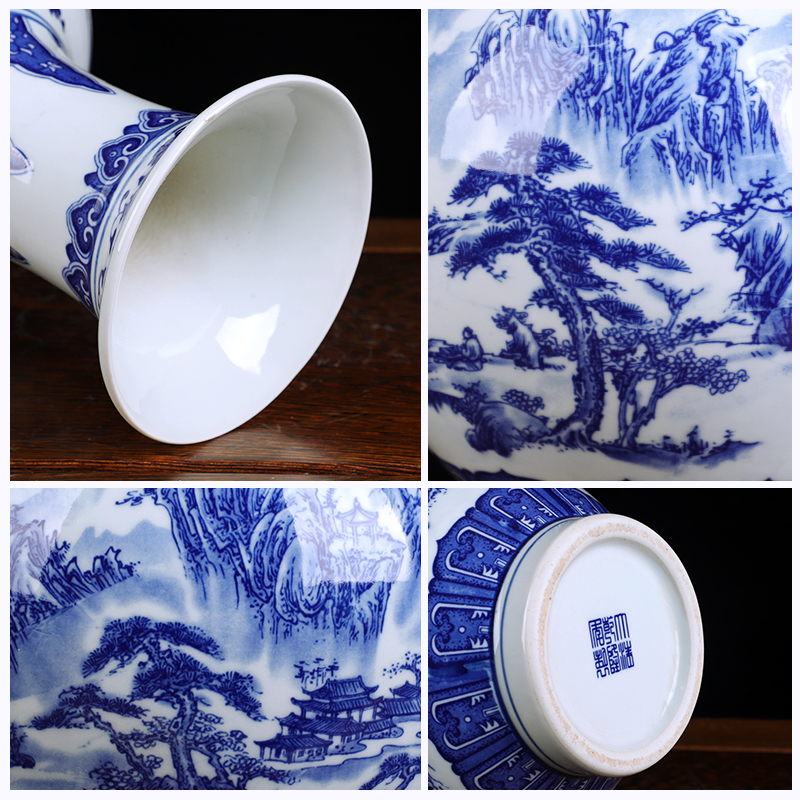 Antique vase of blue and white porcelain of jingdezhen ceramics furnishing articles sitting room flower arranging rich ancient frame of Chinese style household trinkets