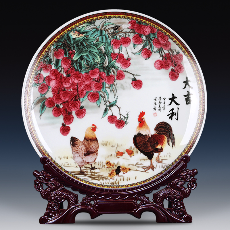 Hang dish Hang dish of jingdezhen ceramics decoration plate Chinese style living room home wine cabinet TV ark adornment furnishing articles