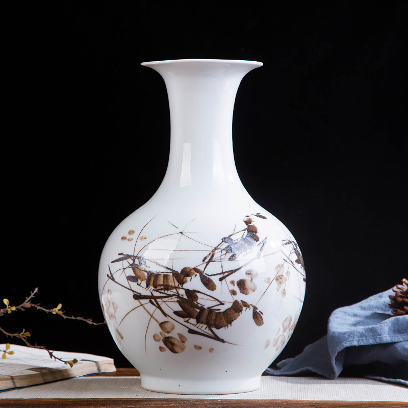 Jingdezhen ceramics hand - made shrimp boring vase wine porch home decoration sitting room TV ark, furnishing articles