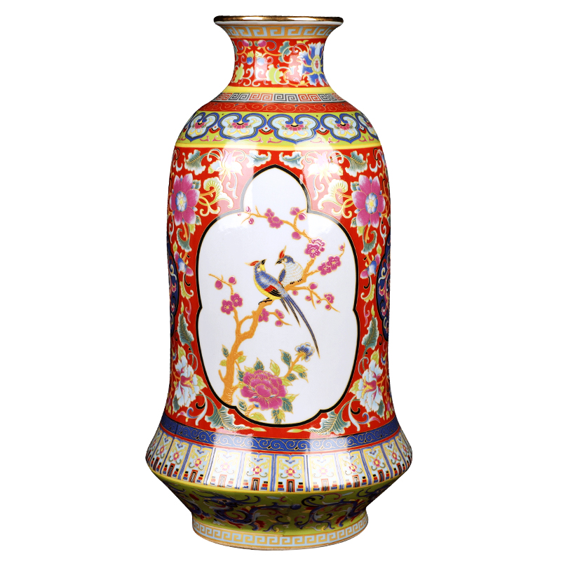 Jingdezhen imitation antique ceramics colored enamel vase imitation the qing yongzheng sitting room adornment study of new Chinese style furnishing articles