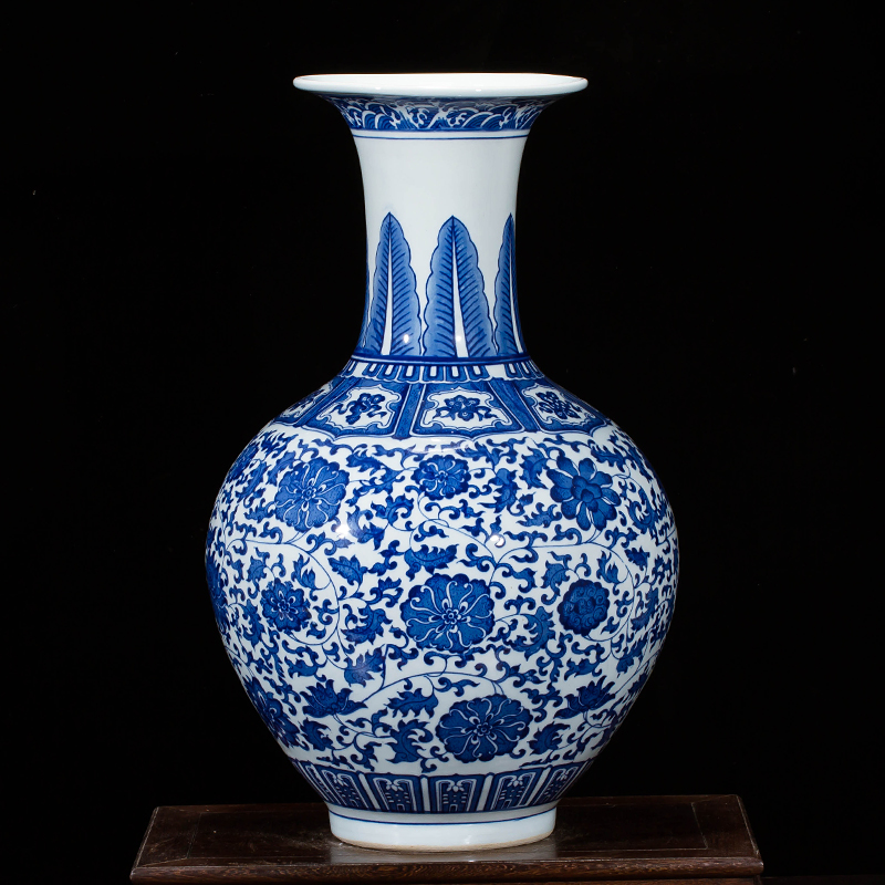 Jingdezhen ceramics vase antique blue - and - white large flower arranging new porch sitting room of Chinese style household act the role ofing is tasted furnishing articles