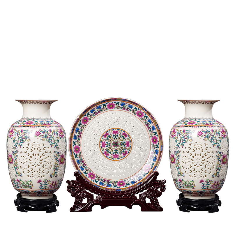 Creative ceramic vase three - piece porch ark cabinet office home sitting room adornment handicraft furnishing articles