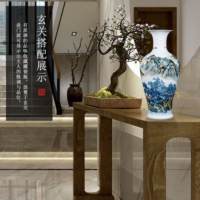 Jingdezhen ceramic celebrity master hand draw large vases, Chinese style household adornment hotel villa handicraft furnishing articles