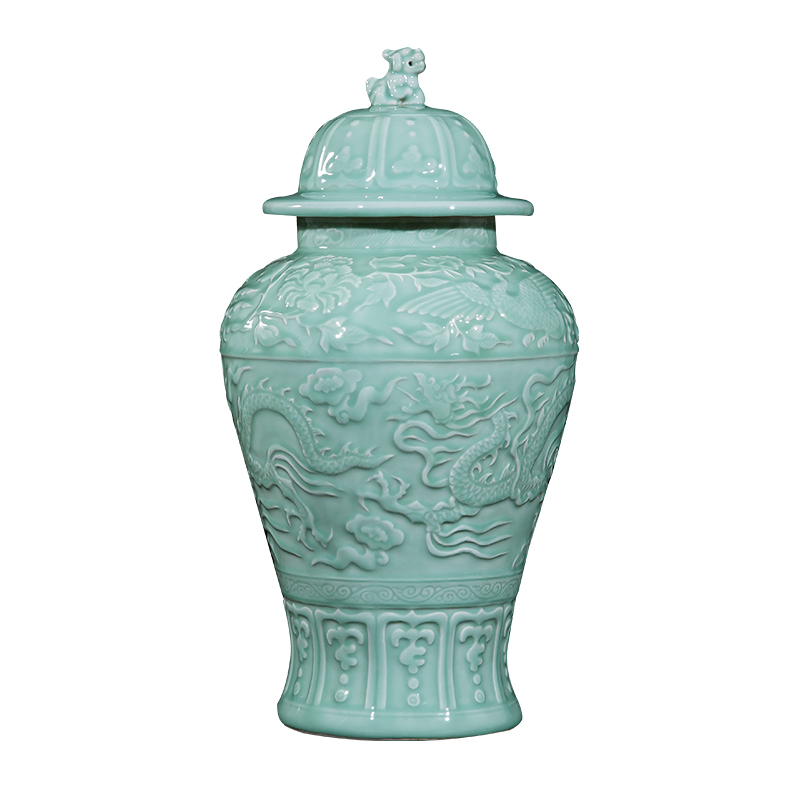 Jingdezhen ceramics by hand throwing carve shadow qdu vase wine home decoration villa hotel furnishing articles