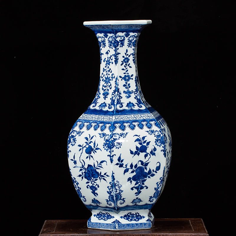 Jingdezhen ceramics vase antique blue - and - white large flower arranging new porch sitting room of Chinese style household act the role ofing is tasted furnishing articles