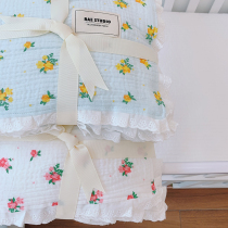 Qing Rae Studio gentle floral gauze four-layer blanket Pure cotton natural wrinkling breathable and comfortable