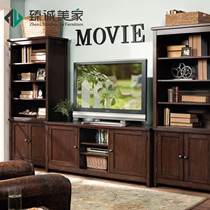 American solid wood do old TV cabinet bookcase combination French simple living room TV cabinet display cabinet partition shelf