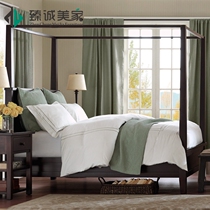 American village yarn hemp yarn bedside mantle bed tail mantle Southeast Asian wind Chinese four-pillar double bed mantle bed curtain gauze mantle