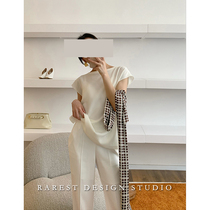 RAREST independent design Japan imported double-sided triacetic acid very short sleeve top slim straight pants suit