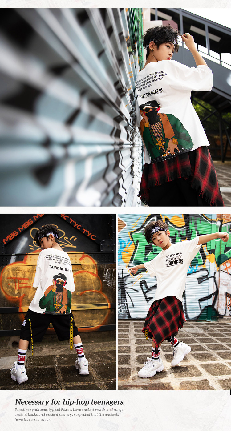 【儿童演出服】hip-hop ninja儿童街舞套装男童嘻哈宽
