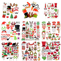 Christmas party handheld paper card photo props cards with multiple glasses Christmas photoprops