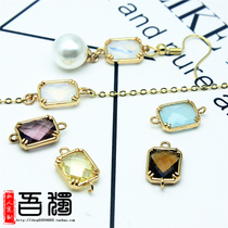 Bracelet DIY Accessories Jewellery Connection Decorated Pendant Gold Plated Material Square Section Color Artificial Jewel Pendant