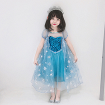 Childrens summer frozen Aisha princess dress Baby girl Aisha skirt New Aisha short sleeve dress