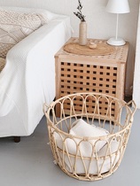 Small forest rattan rattan woven basket storage basket Rattan woven change laundry socks storage basket Laundry basket