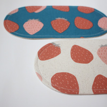 Big strawberry one person Tea one person eat Oval Nordic tea mat placemat handmade fabric coaster