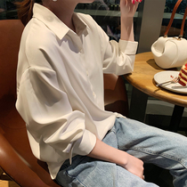 White chiffon shirt womens Korean loose 2019 spring new very fairy mind top western design shirt