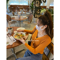 Summer home 2021 early autumn new multi-color slim base long sleeve top knitted cardigan womens coat short