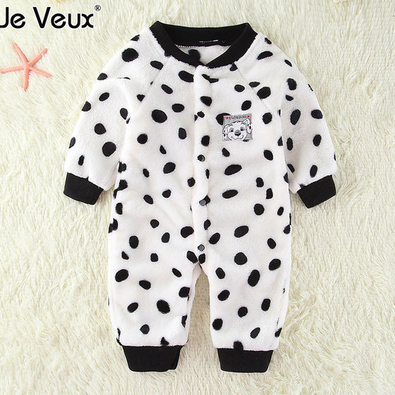 0-2 years old baby flannel jumpsuit autumn and winter models newborn clothes men and women baby coral velvet pajamas romper