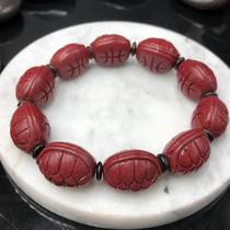 Hong Kong Amberman Fujia world cinnabar turtle back cinnabar string