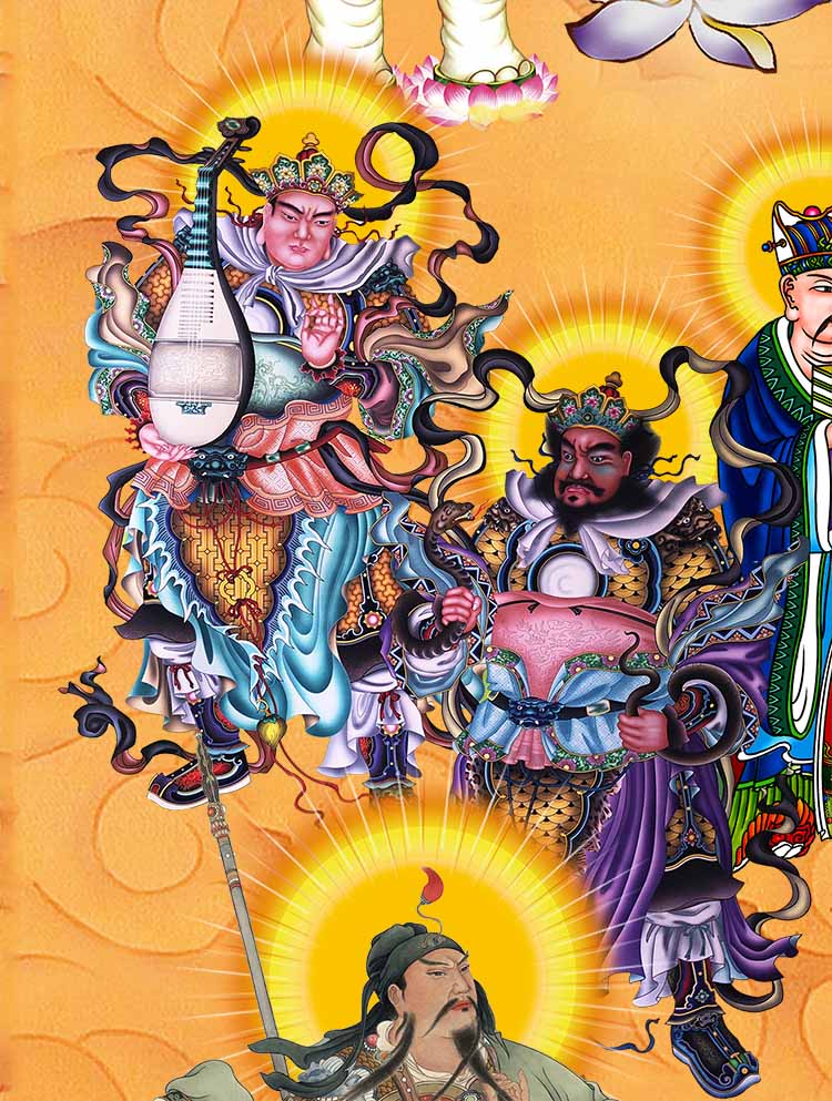 全神图三清四御 全佛图满堂佛西方三圣总真中堂道场佛堂卷轴挂画