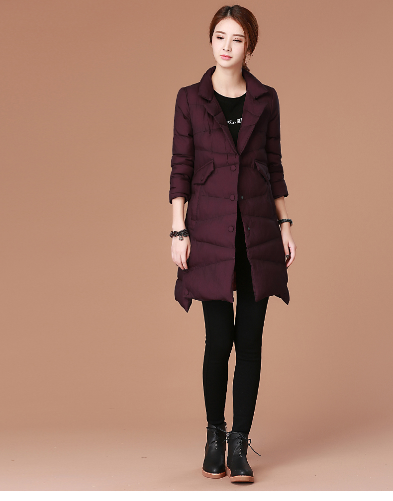 韩潮袭人2017冬装新款女装韩版西装领中长款棉衣女外套棉袄棉服厚
