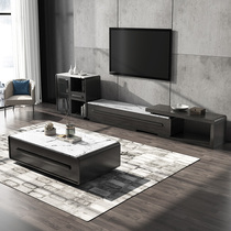 Nordic marble coffee table TV cabinet combination telescopic simple modern living room small apartment Italian light luxury Rock board