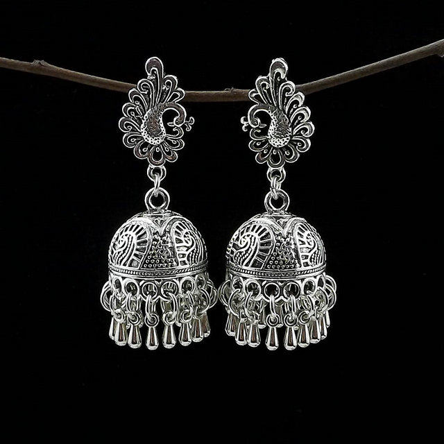 尼泊尔云南少数民族饰品藏饰古典复古苗银鸟笼灯笼耳环耳坠f0280