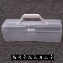 Transparent portable rectangular plastic student brush calligraphy pen box gouache pen box desktop jewelry storage box