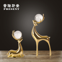 Brass deer ornaments glass balls new home decorations gifts housewarming new home gifts friends home living room wine cabinet
