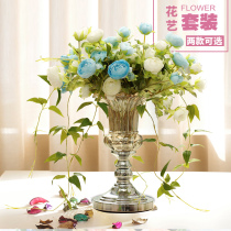 Neoclassical European-style glass vase Overall floral set vase decoration Living room flower arrangement Rose tea Retro home