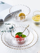 Japanese-style glass lace breakfast bowl birds nest bowl retro Phnom Penh dessert bowl fruit salad bowl noodle bowl high-end tableware