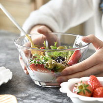 Japanese same glass fruit salad bowl French letter dessert bowl Yogurt breakfast bowl Baking egg bowl tableware